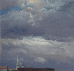 Onweerswolken boven de Slotstoren van Dresden